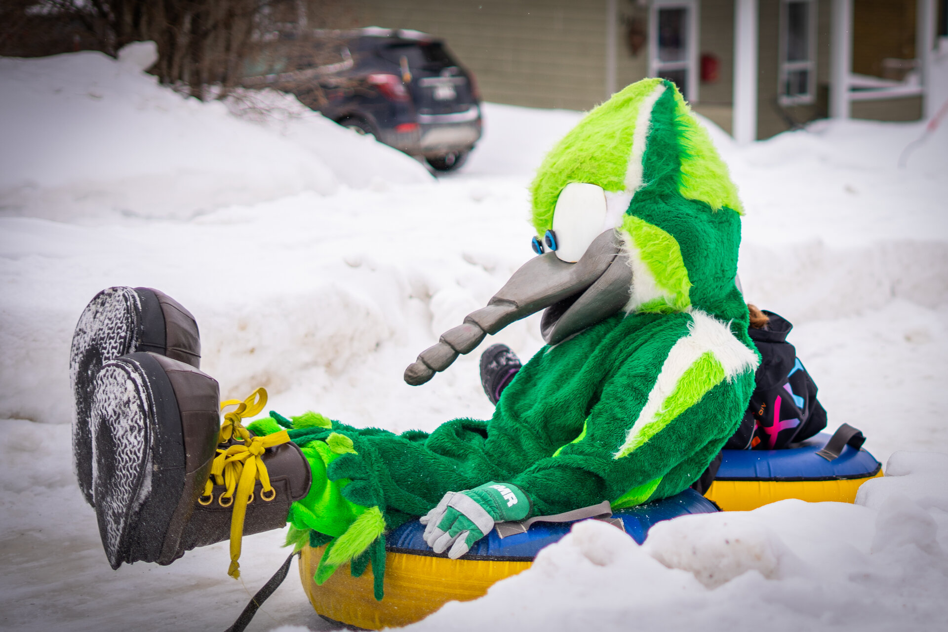 Mascotte aux glissades